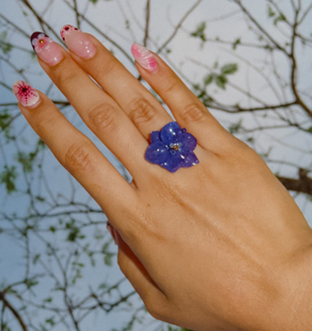 Anillo hortensia morada